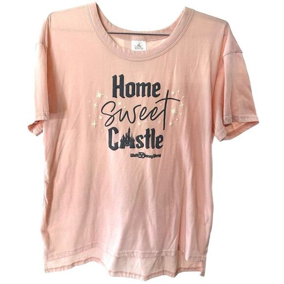 Disney Tops - Disney Parks Disney World “Home Sweet Castle” Pink T Shirt Adult Sz Large